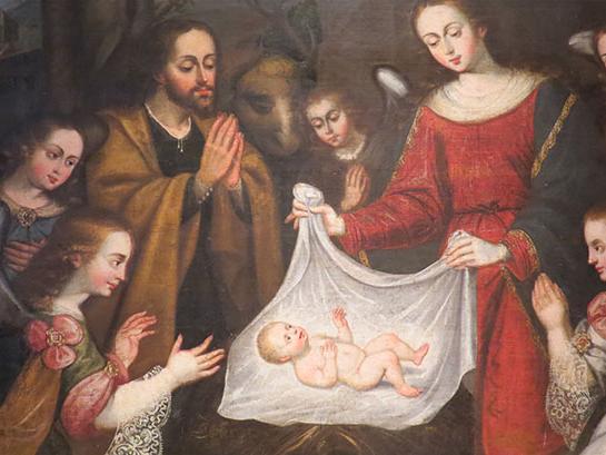 niño Jesús adorado por los ángeles